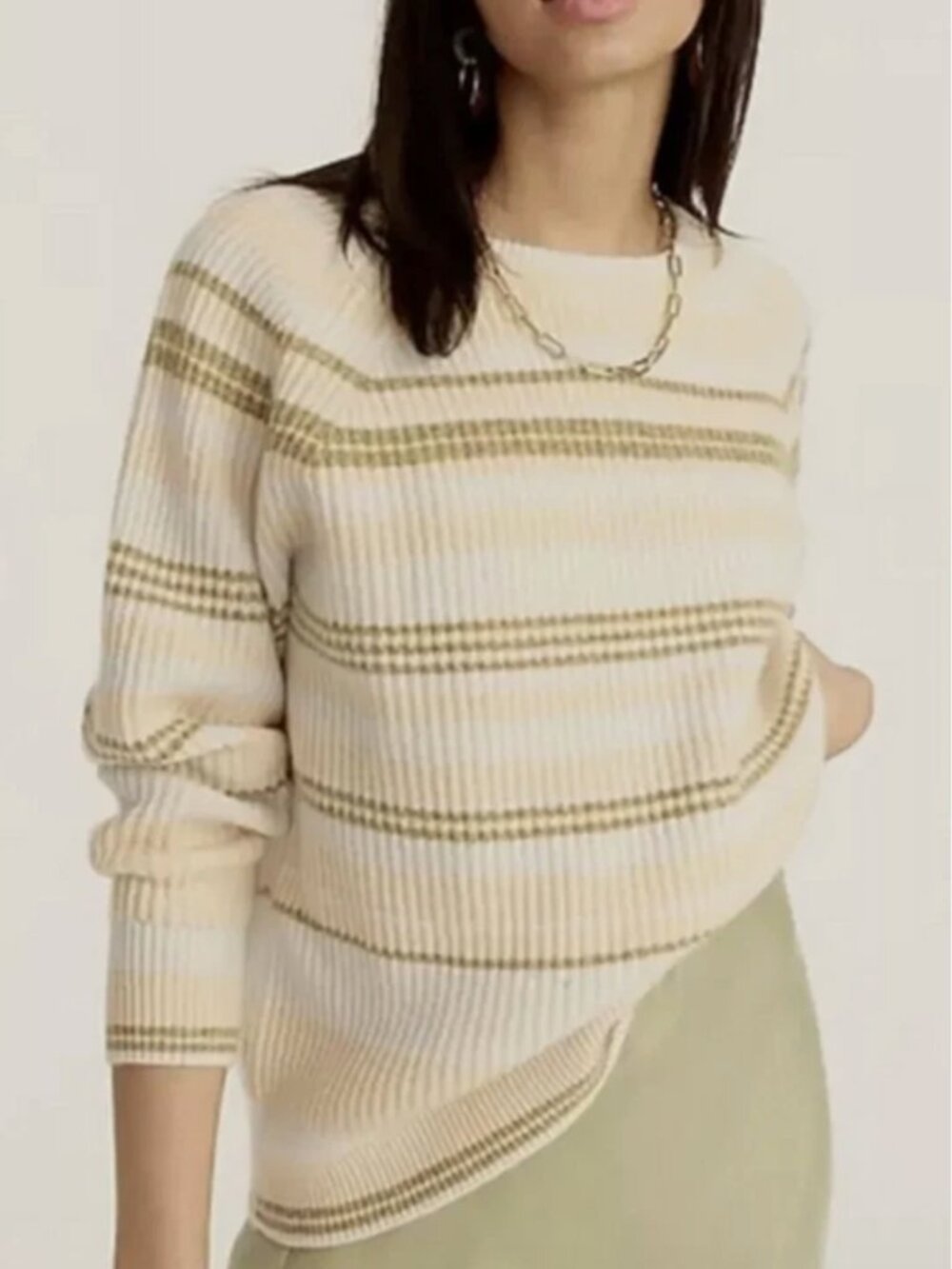 J. Crew Cashmere Pastel Stripe Ribbed Crewneck - Size XS